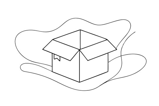 recommend clip art: Line Art Illustration of an Open Cardboard Box Symbolizing Shipping and Delivery