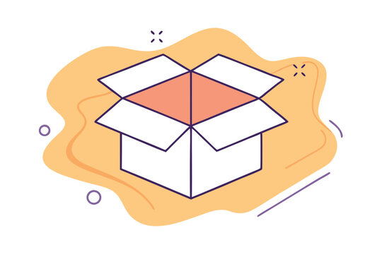 recommend clip art: Line Art Illustration of an Open Cardboard Box Symbolizing Shipping and Delivery