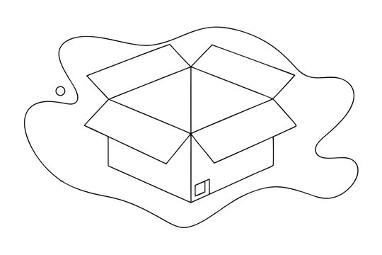 recommend clip art: Line Art Illustration of an Open Cardboard Box Symbolizing Shipping and Delivery