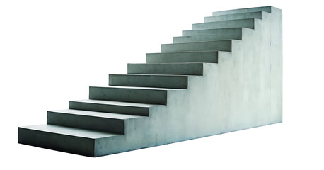 Ascending concrete staircase PNG, symbolizing progress, achievement, and upward mobility. Ideal for architecture, construction, or motivational projects.