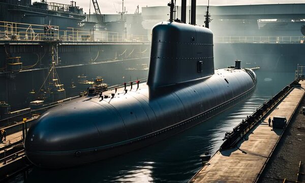 Submarine in a shipyard.