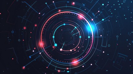 Abstract Technology Design with Glowing Circles