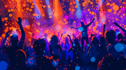 Obraz premium Crowd of people dancing at concert