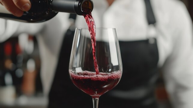 Pouring Red Wine into a Glass
