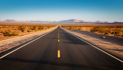 Fototapeta premium a straight highway leading to the horizon in the desert