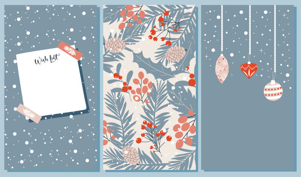 Christmas stories boho template set. Editable vector design for social media.