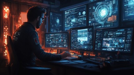 Artistic depiction of a game developer at work, surrounded by sketches and digital screens, emphasizing the creative process behind iGaming.