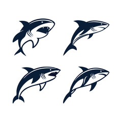 set of fish silhouettes, Shark Logo Icon Vector