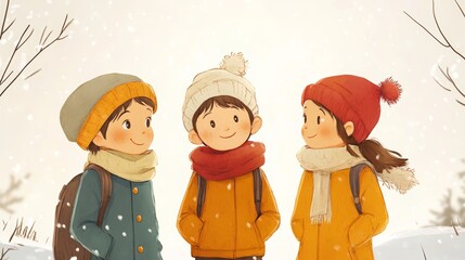 The joyful winter adventures of three school kids  a heartwarming tale of friendship