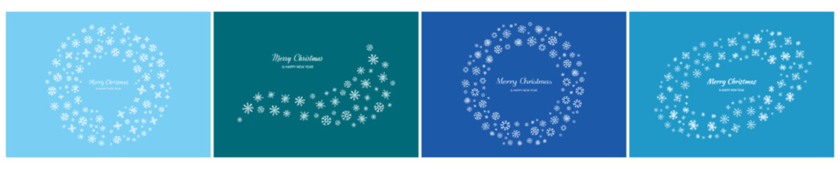 Set of Merry Christmas backgrounds with snowflakes