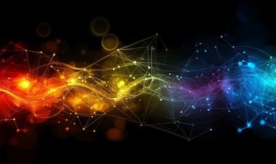 Obraz premium Abstract digital background representing business and technology concepts, featuring interconnected nodes and vibrant colors. image conveys sense of innovation and connectivity