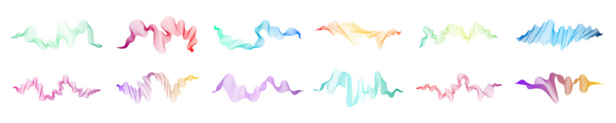 Fototapeta premium Set of abstract backdrops with multicolor waves