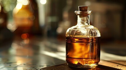 A closeup of a bottle of food preservative ready to be used in experiments on food preservation.