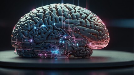 Concepto Innovador de Tecnología Neuronal con Ilustración de Cerebro Digital. Fondo tecnológico