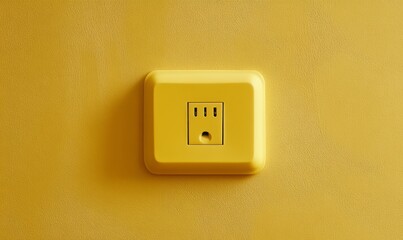 A yellow wall socket mounted on a yellow wall, blending seamlessly.