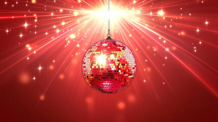 red shiny disco ball with light 