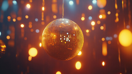 gold shiny disco ball with light 