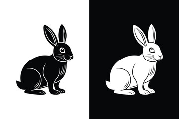 Black side silhouette of a rabbit vector icon isolated on white background.