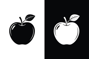 Apple vector silhouette icon on white back ground.