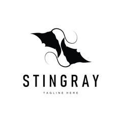 stingray logo design open sea animal with simple silhouette template concept