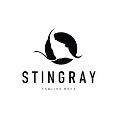 stingray logo design open sea animal with simple silhouette template concept