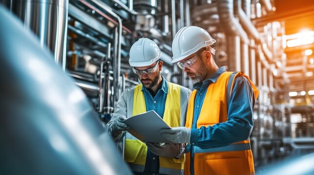 Engineers in protective gear inspecting the safety systems at a nuclear