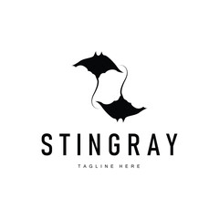 stingray logo design open sea animal with simple silhouette template concept
