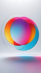 Colorful overlapping circles with gradient effects floating against a light background in an abstract composition. Generative AI