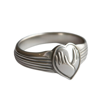 Heart and Hands Claddagh Ring in Polished Silver