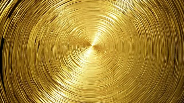 A gold circle with a spiral design. The circle is very large and the spiral is very small