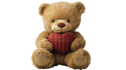 Obraz premium Cute teddy bear holding a heart, PNG transparency included, cropped Transparent background