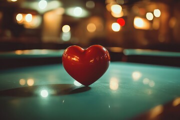 A creative banner featuring a heart-shaped billiard ball on a table, providing ample copy space for messages, ideal for themed promotions or advertisements.