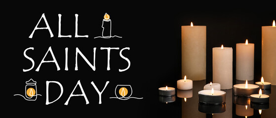 Burning candles on dark background