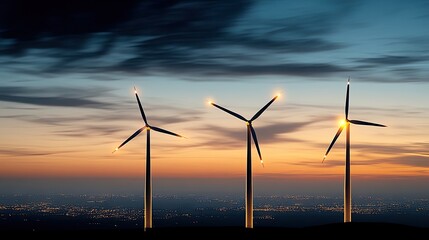 Capturing the essence of green energy, this double exposure blends stock market trends with wind turbines under a blue sky