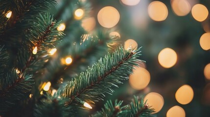 Festive Christmas tree adorned with twinkling lights, colorful ornaments, and shiny tinsel in cozy room.