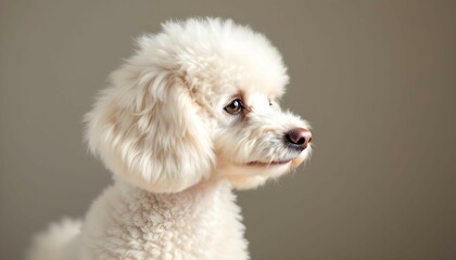 Adorable Poodle Side Profile with Soft Natural Lighting and Blurred Background