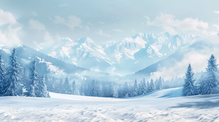 Empty panoramic winter background with copy space