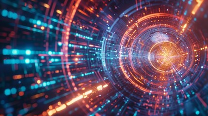 Obraz premium A visualization of a secure quantum communication network enabled by 6G technology protecting sensitive data and communications from cyber threats.