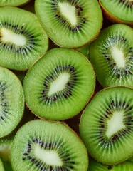 Close-up of kiwi slices