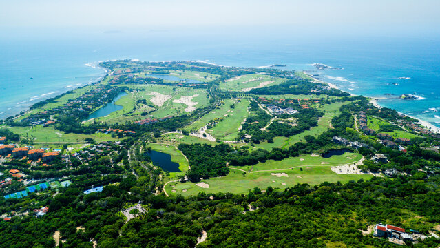 Panoramic View of Golf Course by the Sea. Punta Mita, Nayarit. Mexico