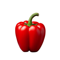 Fresh red bell pepper on transparent background