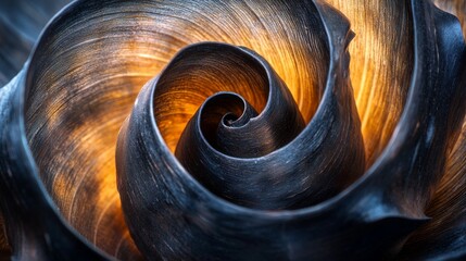 Abstract Spiral with Warm Light and Textured Curves