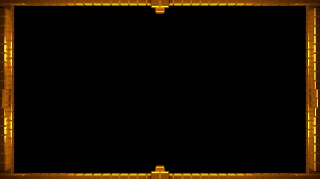 Seamless webcam borders. Animated gold cube. Frame for live streaming. Overlay with alpha channel.