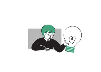 アイディアを共有するメガネの男性