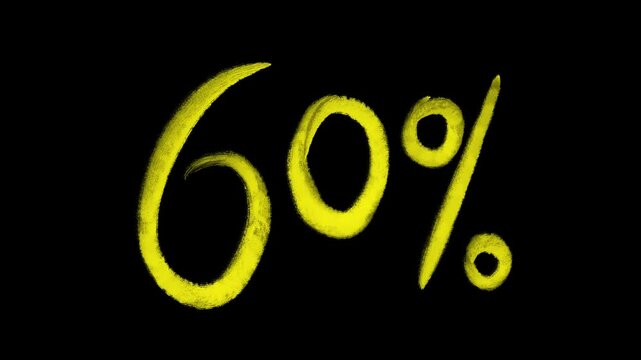 Animation of percentage increase from 10 to 100 percent on black screen. Stock animation with percentages in 4K.