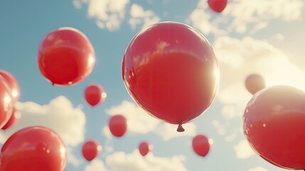 A vibrant shot of graduation balloons floating against a bright sky, symbolizing celebration and joy,