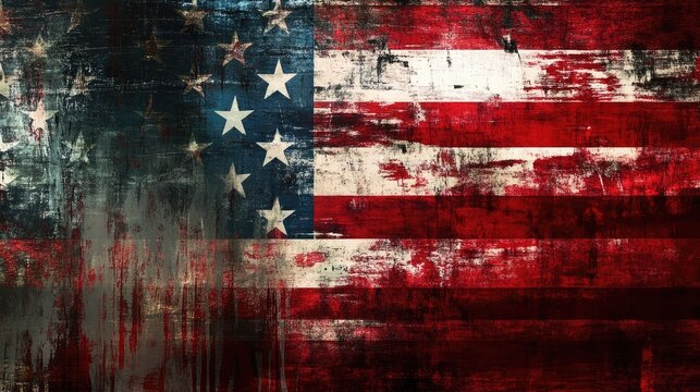 An abstract background featuring the American flag as a central motif with modern design elements.