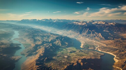 An aerial view of Argentina highlighting geographical features such as mountains and rivers, overlaid with a map outline.