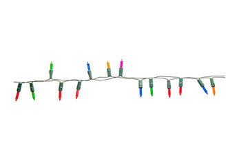 String of christmas lights isolated on transparent background...