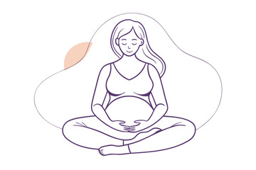 Artistic Line Drawing of a Cross-Legged Pregnant Woman: A Celebration of Pregnancy